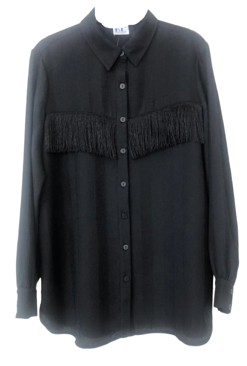 Black Blouse with Fringes