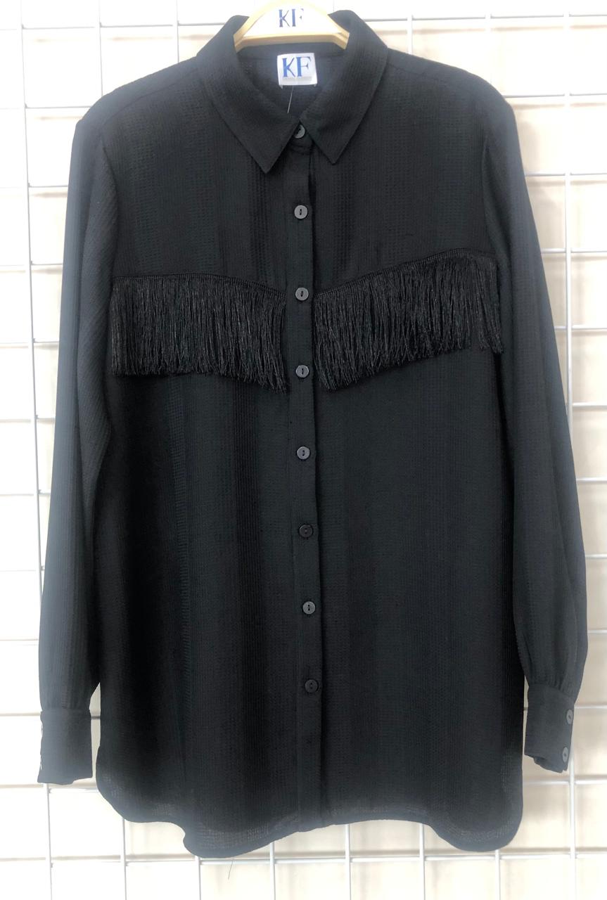 Black Blouse with Fringes