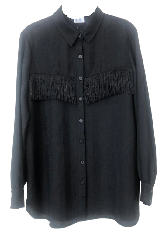 Black Blouse with Fringes