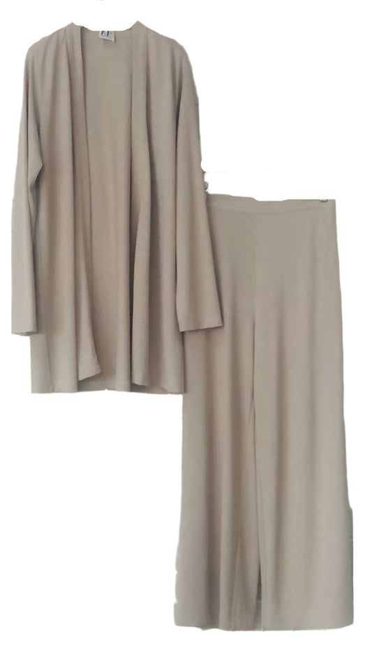 Beige cardigan and skirt set