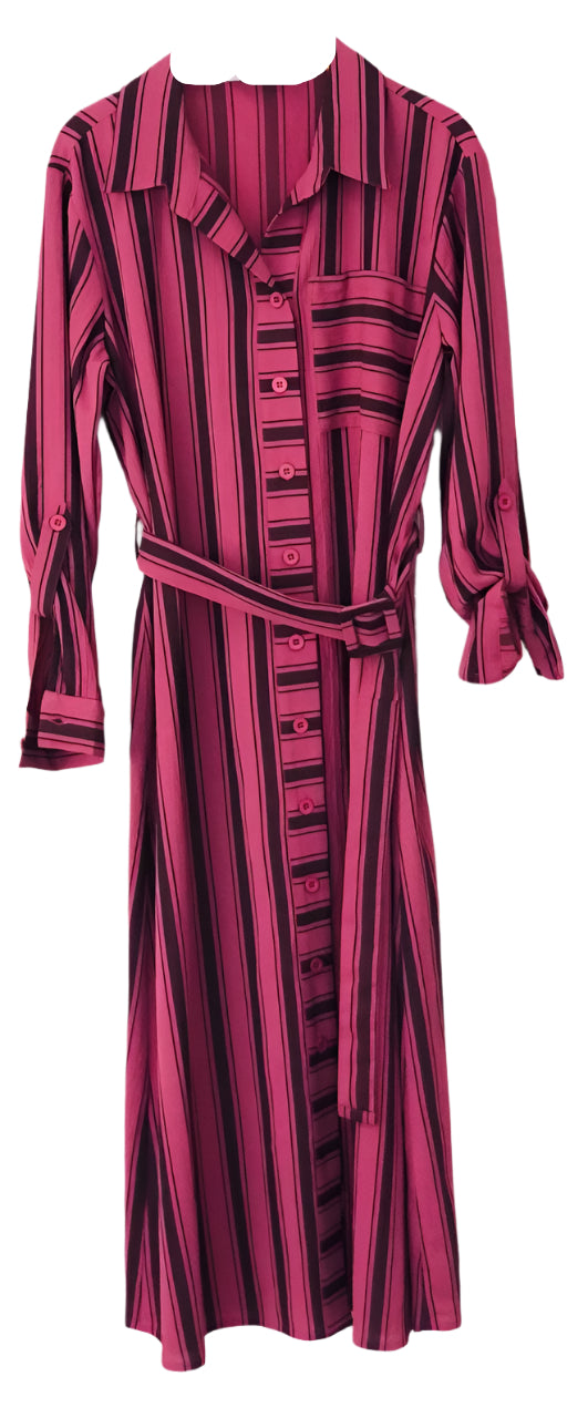 Pink and black striped dress