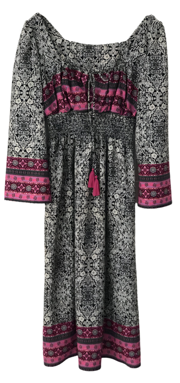 Long dress with floral and patterned
