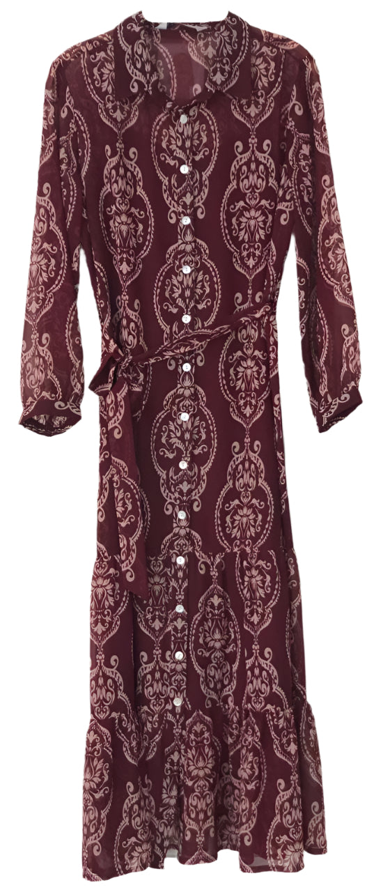Maroon patterned dress