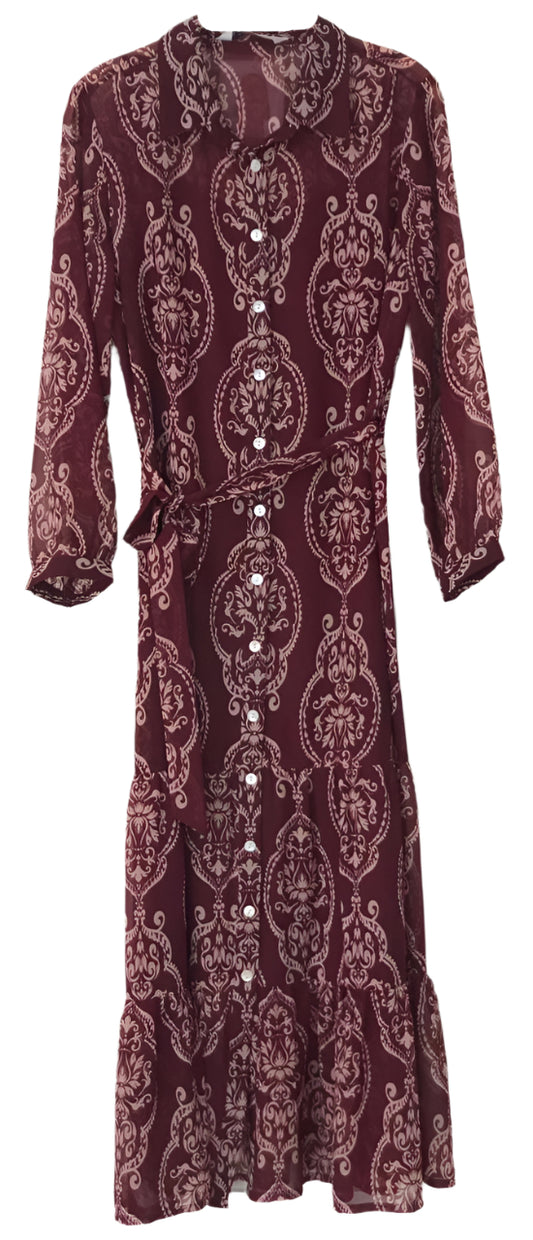 Maroon patterned dress