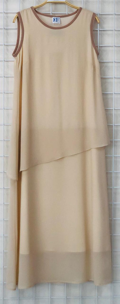 Beige Dress with Sheer Panels